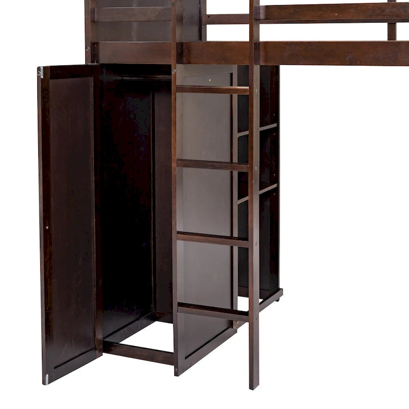 Twin over Twin Pine Loft Bed with Stand-alone