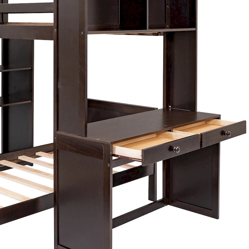 Twin over Twin Pine Loft Bed with Stand-alone