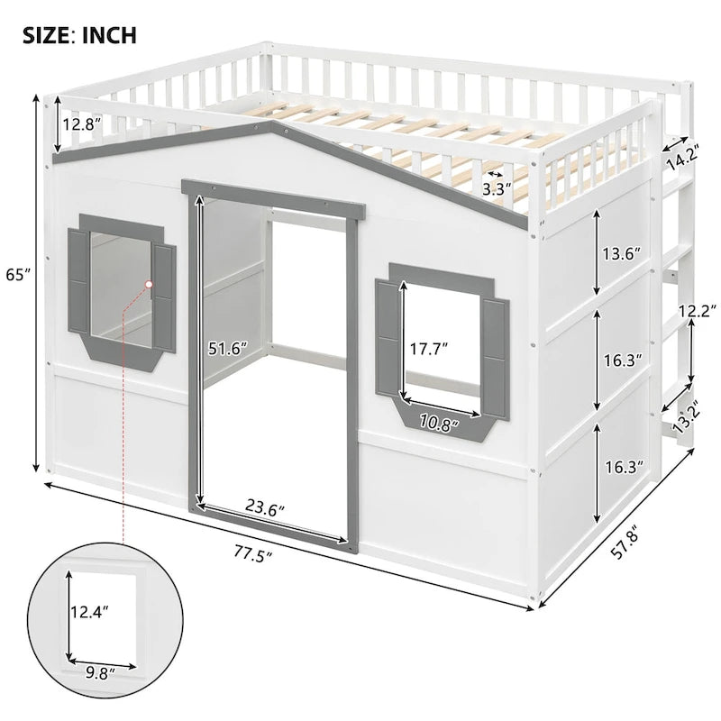 Castle Style Solid Pine Loft Bed