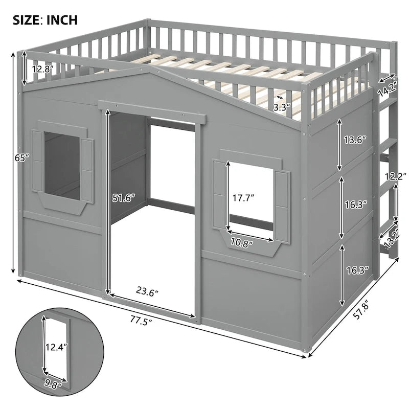 Castle Style Solid Pine Loft Bed