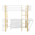 Twin Size Solid Wood Loft Bed with Built-in Storage and Foldable Desk
