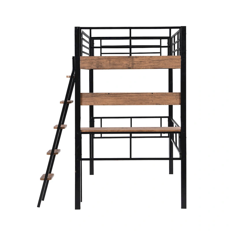 Twin Metal Loft Bed with Desk