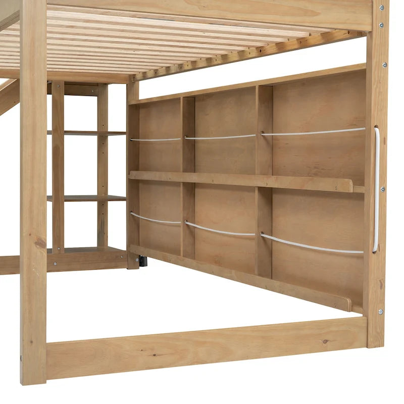 Twin Wood House Loft Bed with Slide