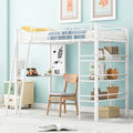 White Twin Loft Metal Bed with Shelves