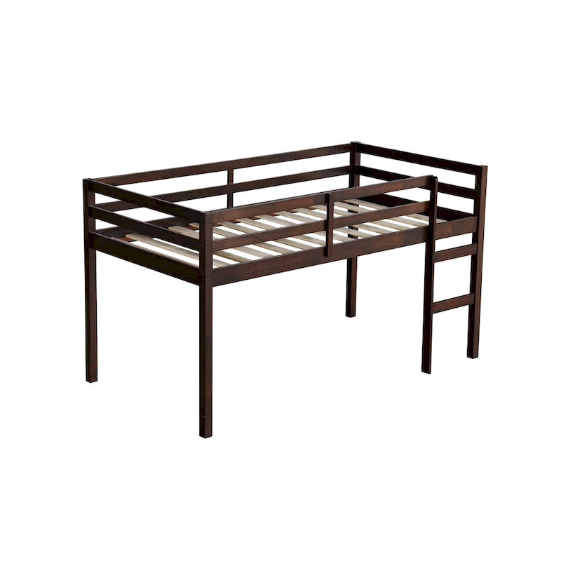 Twin Rubber Wood Loft Bed with Strengthened Slats
