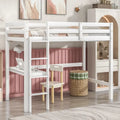 Wood Loft Bed with Built-in Desk and Safety Guardrails