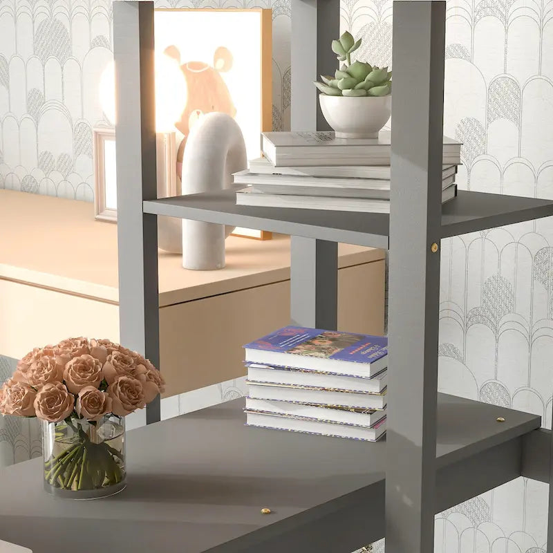 Wood Loft Bed with Built-in Desk and Safety Guardrails