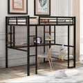 Full Metal Loft Bed with Long Desk & Shelves