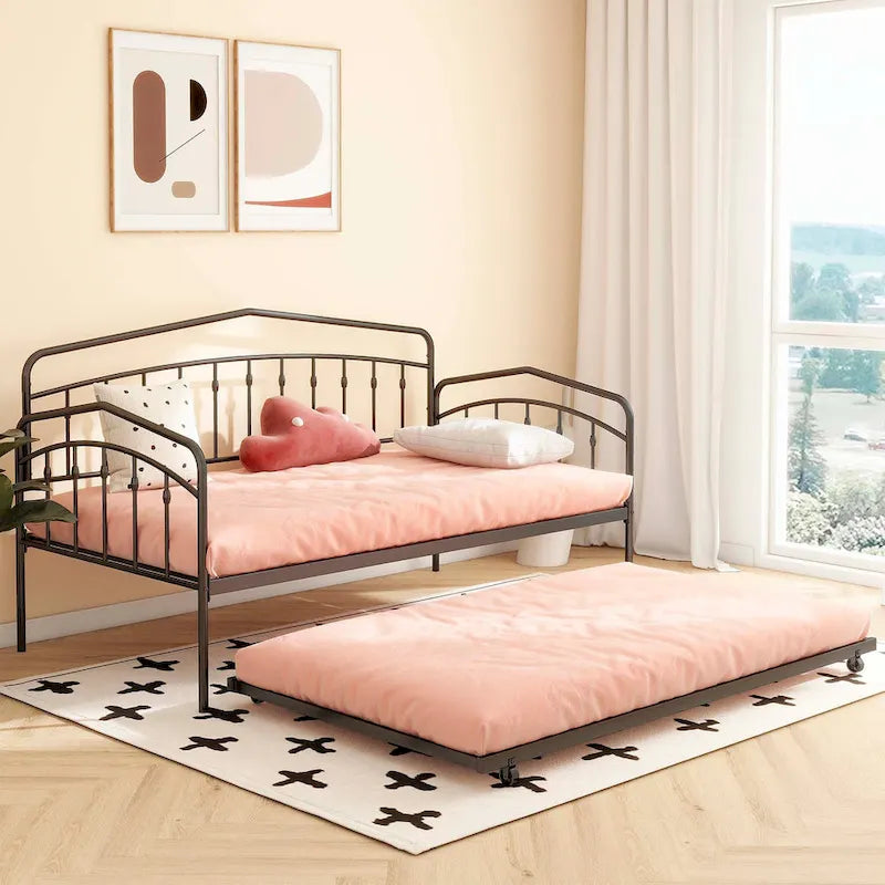 twin daybed with twin trundle, Black