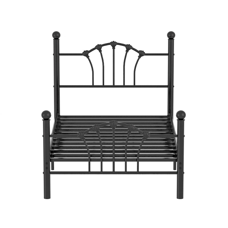 VECELO Classic Metal Platform Bed Frame, Twin Size Beds Set of 2 with Shell Style, Kids Bed Set of 2