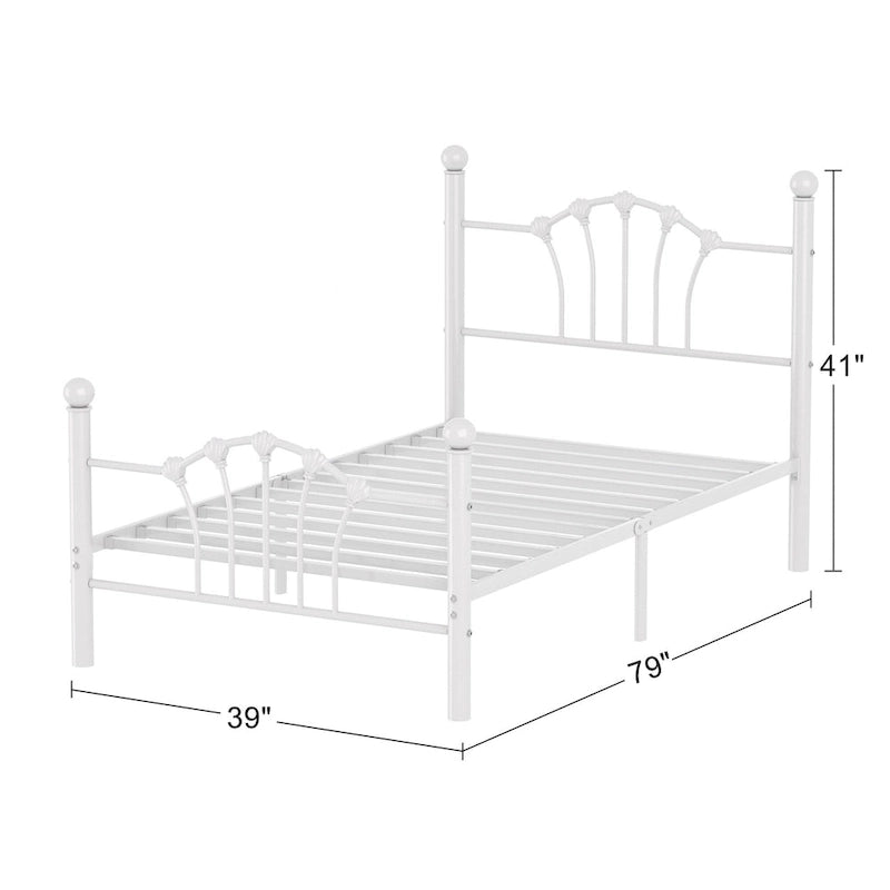 VECELO Classic Metal Platform Bed Frame, Twin Size Beds Set of 2 with Shell Style, Kids Bed Set of 2