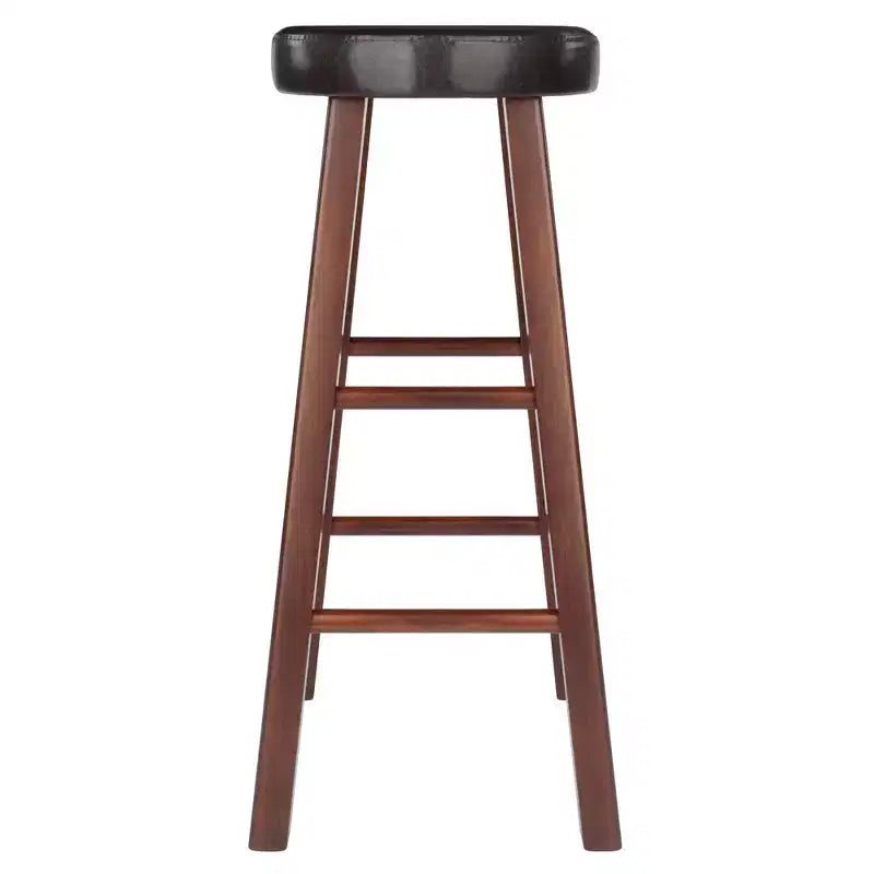 29" 2pc Maria Cushioned Barstools Walnut/Espresso - Winsome: Solid Wood, Faux Leather, Home Bar Seating