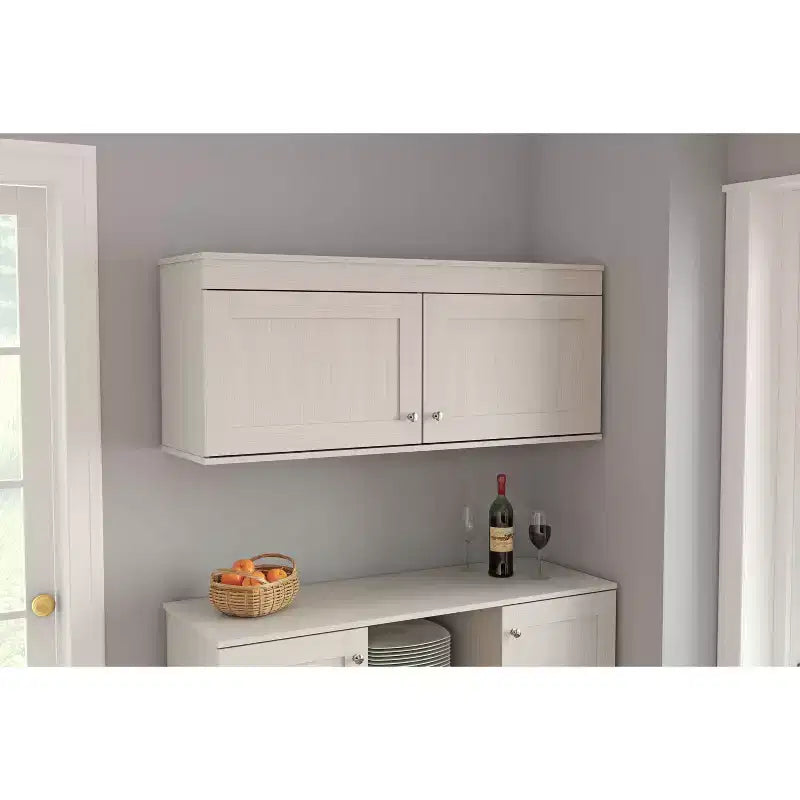 2 Doors Wall Mounted Buffet Cabinet White - Inval: Transitional Style, Adjustable Shelves, Melamine Finish