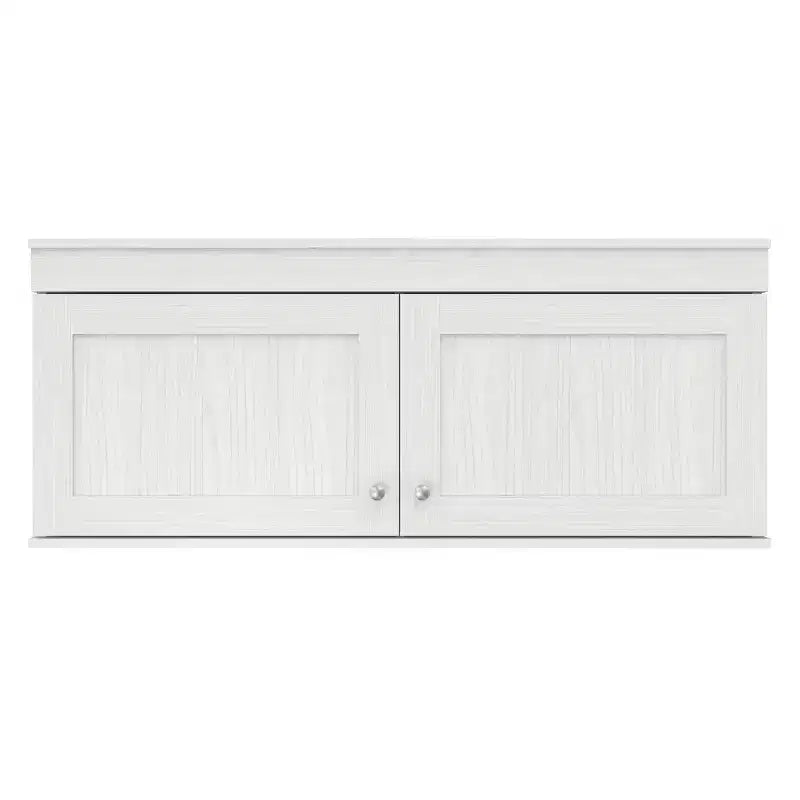 2 Doors Wall Mounted Buffet Cabinet White - Inval: Transitional Style, Adjustable Shelves, Melamine Finish