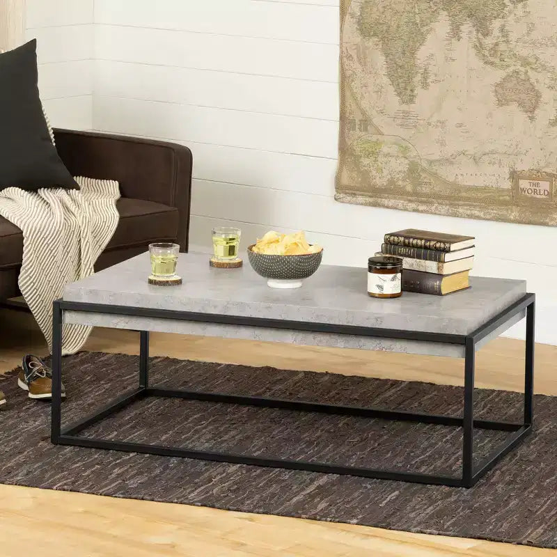 Mezzy Modern Industrial Coffee Table Gray/Black - South Shore