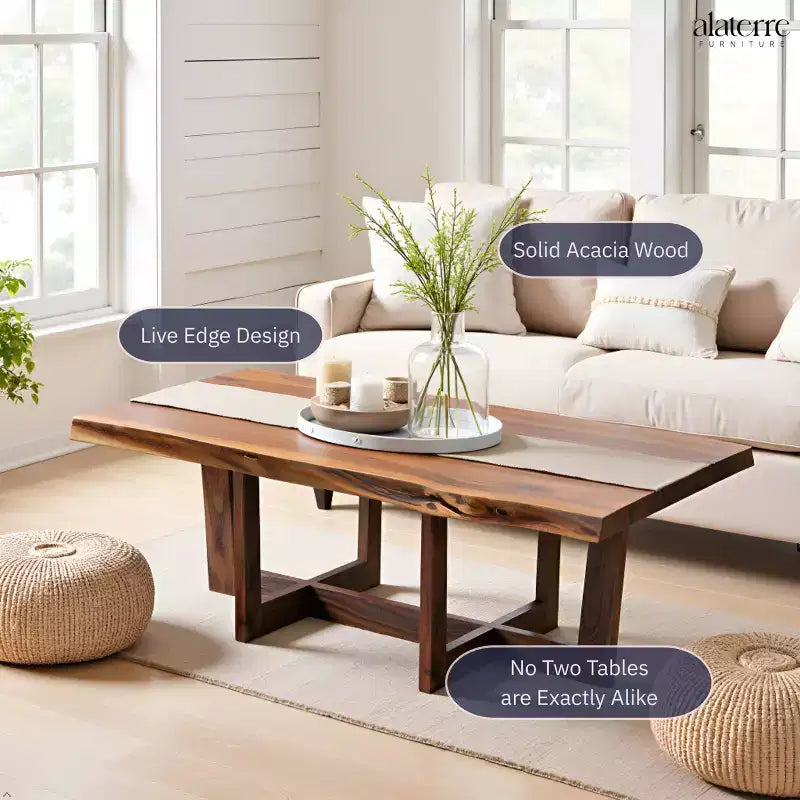Berkshire Live Edge Wood Large Coffee Table Natural - Alaterre Furniture