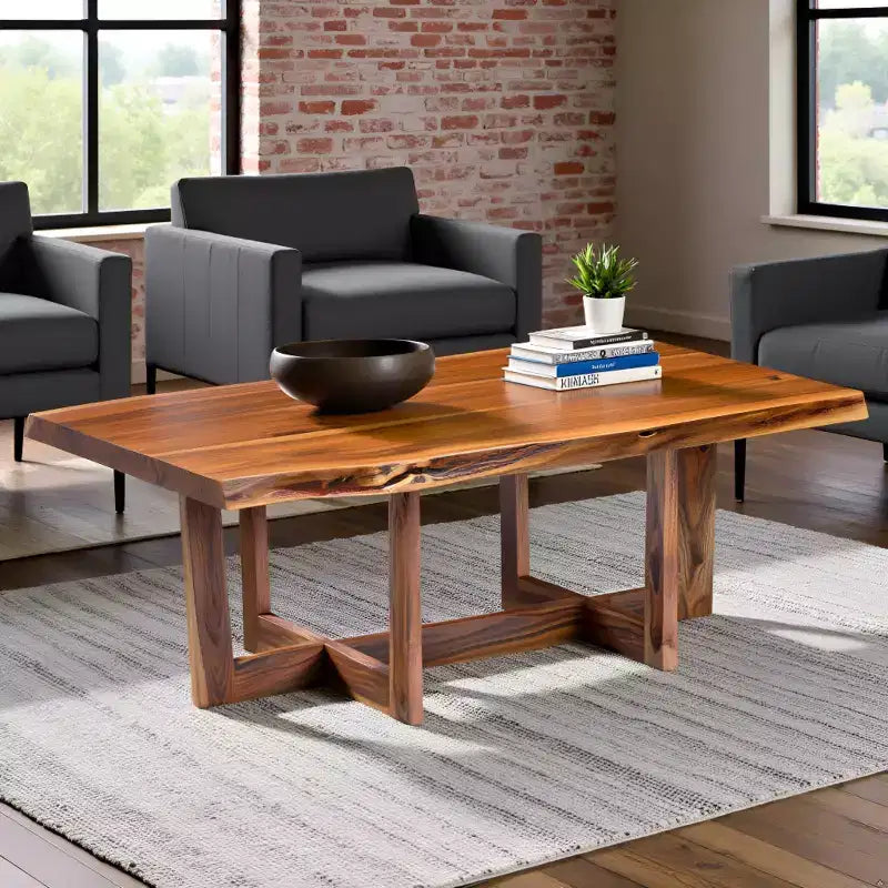 Berkshire Live Edge Wood Large Coffee Table Natural - Alaterre Furniture