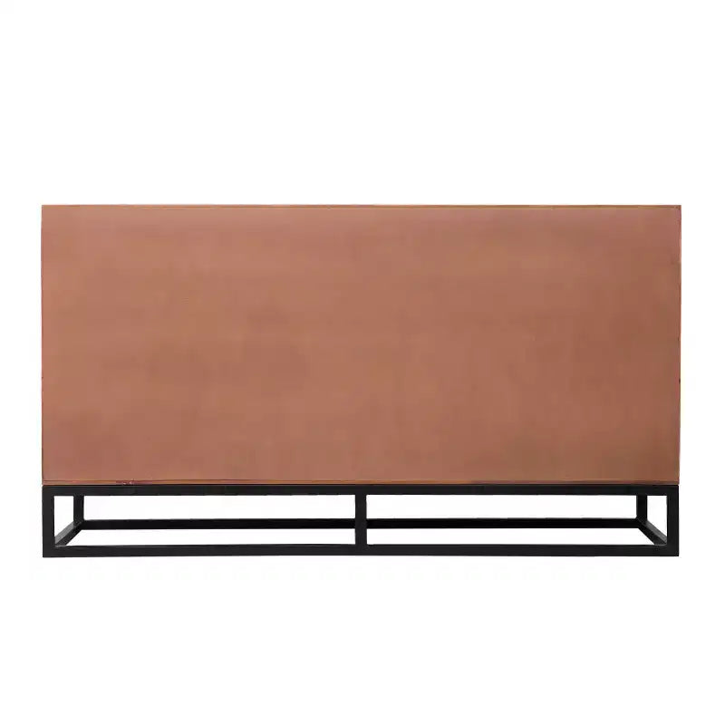 The Urban Port Wooden Dresser Or Display Unit with Metal Base Brown/Black: Mid-Century Modern, 6-Drawer Storage