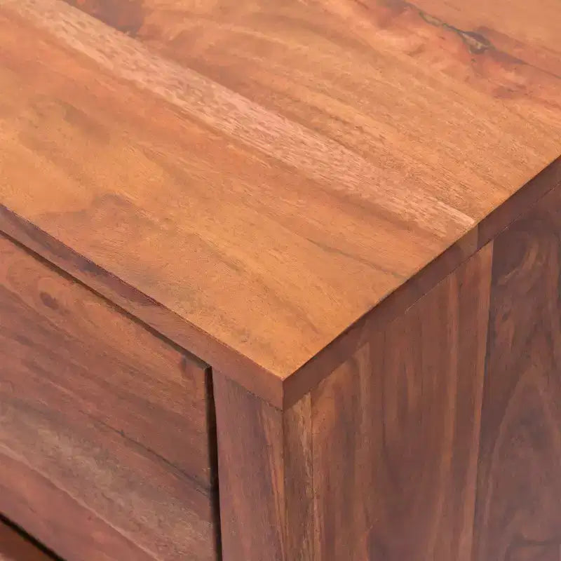 The Urban Port Wooden Dresser Or Display Unit with Metal Base Brown/Black: Mid-Century Modern, 6-Drawer Storage