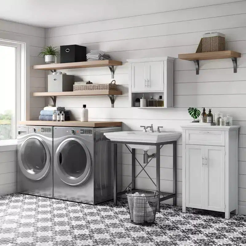 RiverRidge Somerset Two-Door Bathroom and Laundry Wall Mount Storage Medicine Cabinet with Open and Adjustable Shelf