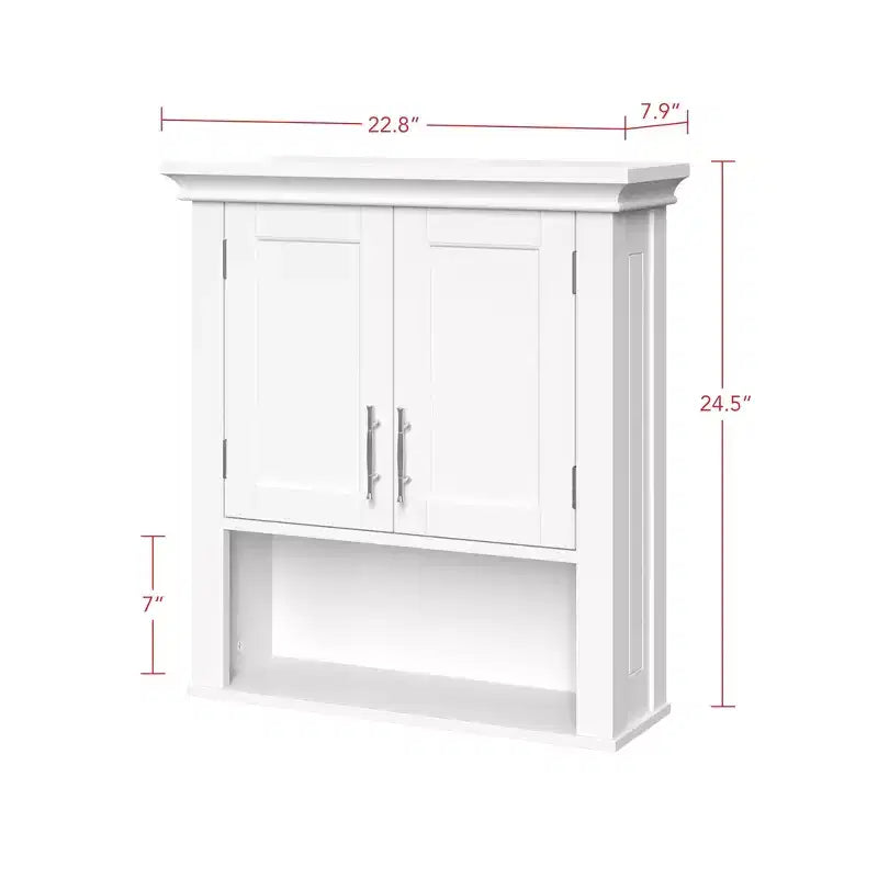RiverRidge Somerset Two-Door Bathroom and Laundry Wall Mount Storage Medicine Cabinet with Open and Adjustable Shelf
