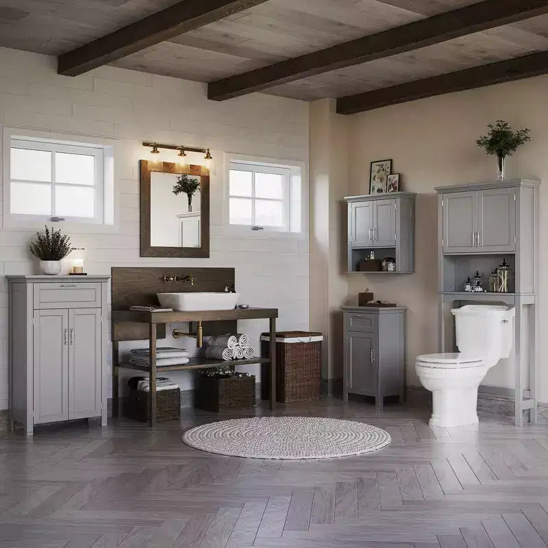 RiverRidge Somerset Two-Door Bathroom and Laundry Wall Mount Storage Medicine Cabinet with Open and Adjustable Shelf