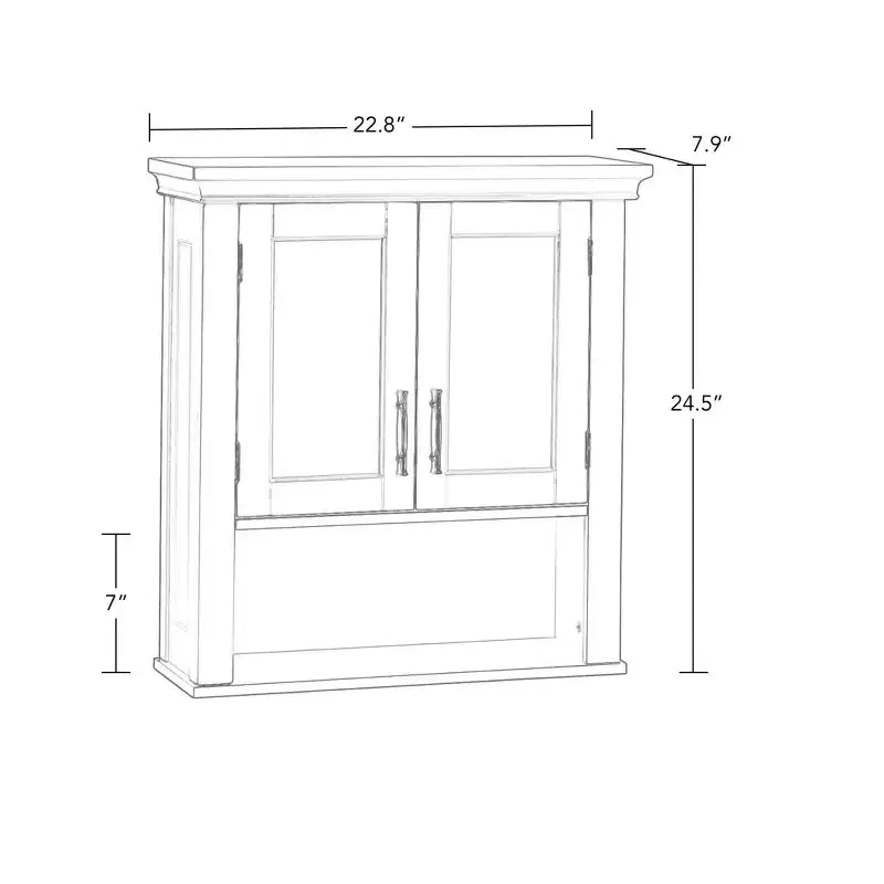 RiverRidge Somerset Two-Door Bathroom and Laundry Wall Mount Storage Medicine Cabinet with Open and Adjustable Shelf
