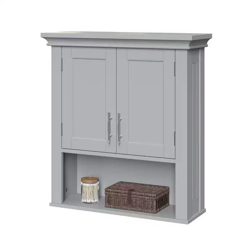 RiverRidge Somerset Two-Door Bathroom and Laundry Wall Mount Storage Medicine Cabinet with Open and Adjustable Shelf