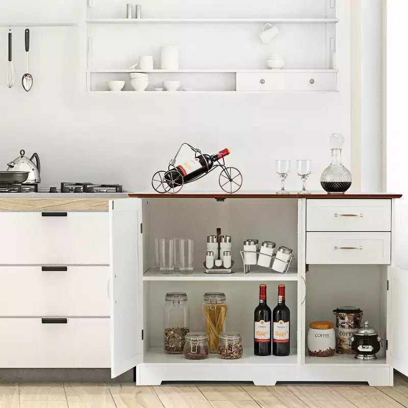 Costway Buffet Sideboard Kitchen Cupboard Storage Cabinet with 2 Drawers & 3 Doors