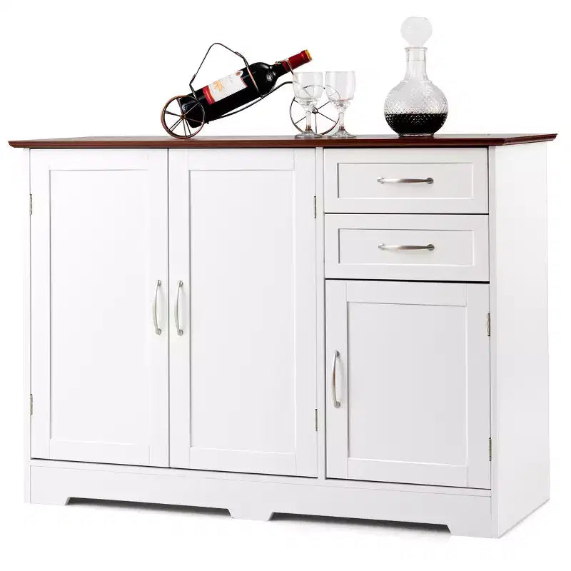 Costway Buffet Sideboard Kitchen Cupboard Storage Cabinet with 2 Drawers & 3 Doors