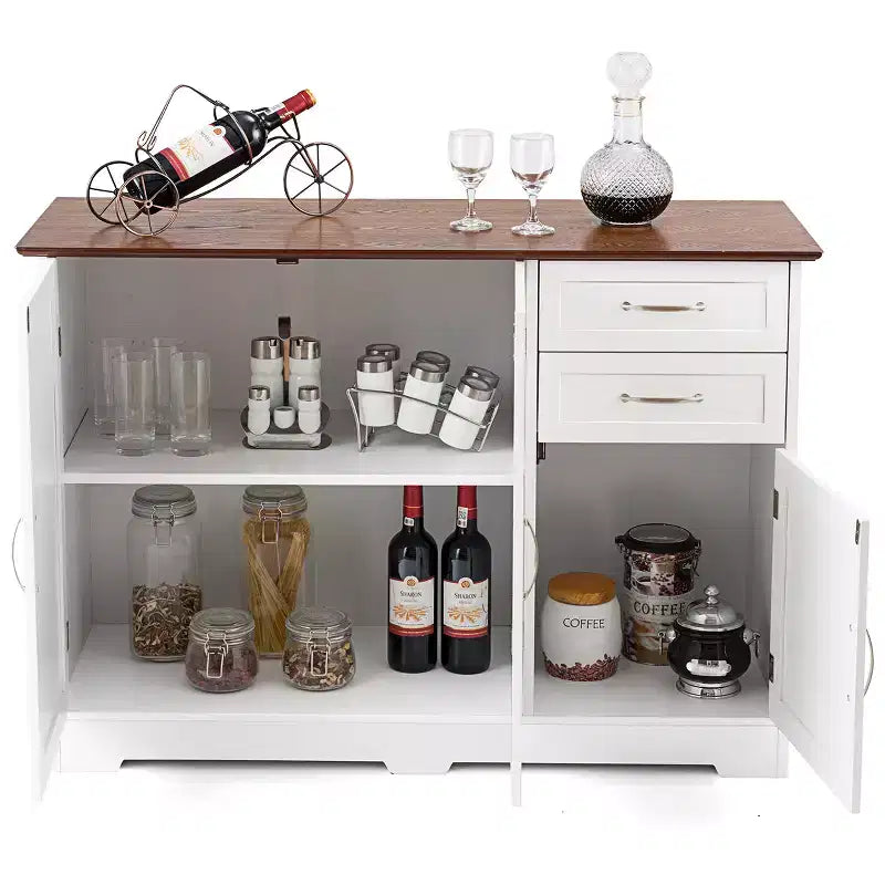 Costway Buffet Sideboard Kitchen Cupboard Storage Cabinet with 2 Drawers & 3 Doors