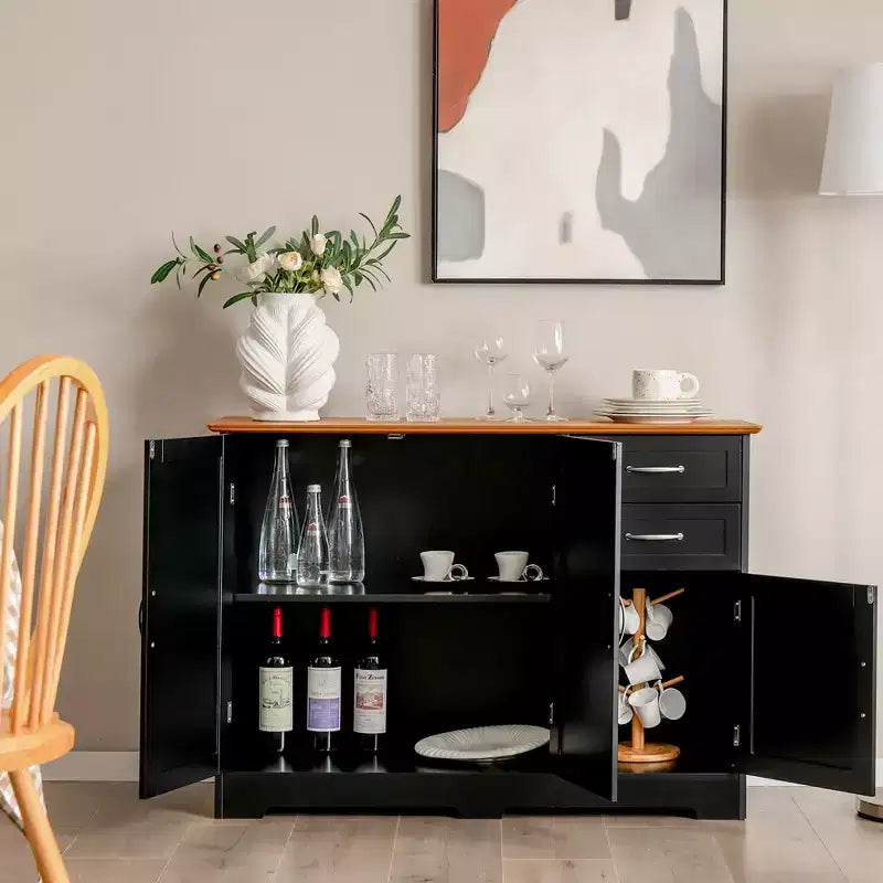 Costway Buffet Sideboard Kitchen Cupboard Storage Cabinet with 2 Drawers & 3 Doors