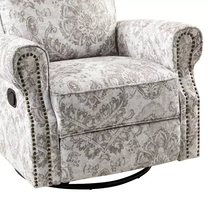 Set of 2 Pablo traditional-normal Manual Swivel Glider Recliner with Nailhead Trims for Living Room | KARAT HOME
