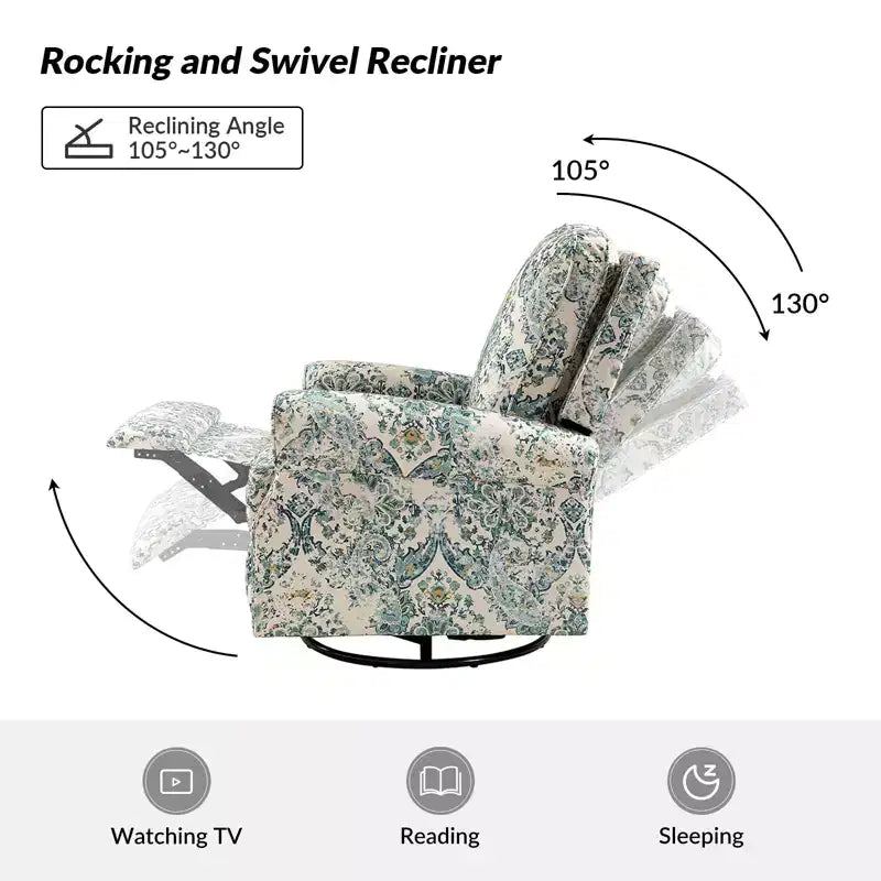 Set of 2 Pablo traditional-normal Manual Swivel Glider Recliner with Nailhead Trims for Living Room | KARAT HOME
