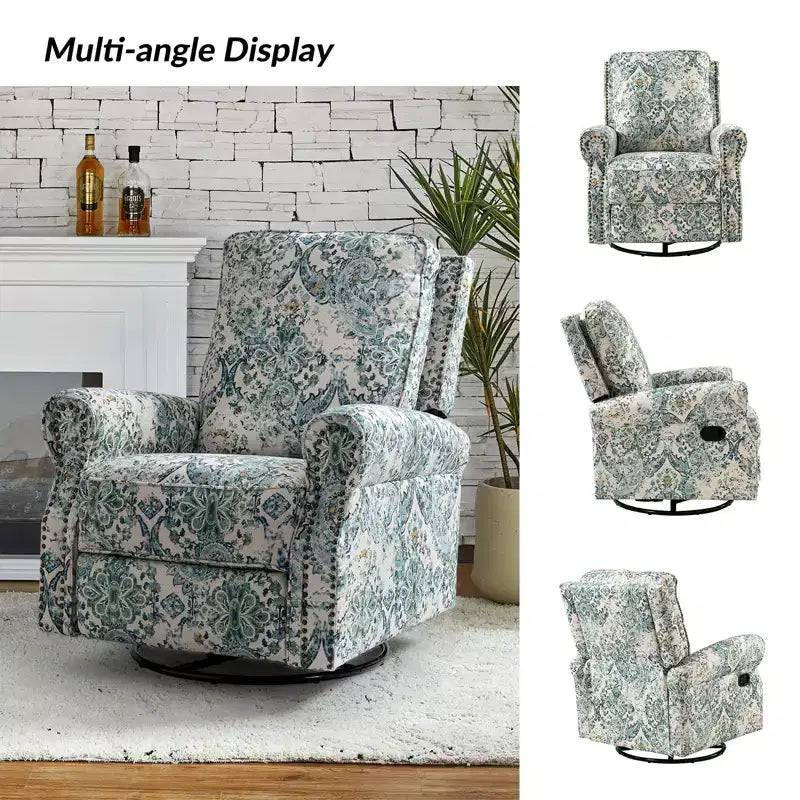 Set of 2 Pablo traditional-normal Manual Swivel Glider Recliner with Nailhead Trims for Living Room | KARAT HOME