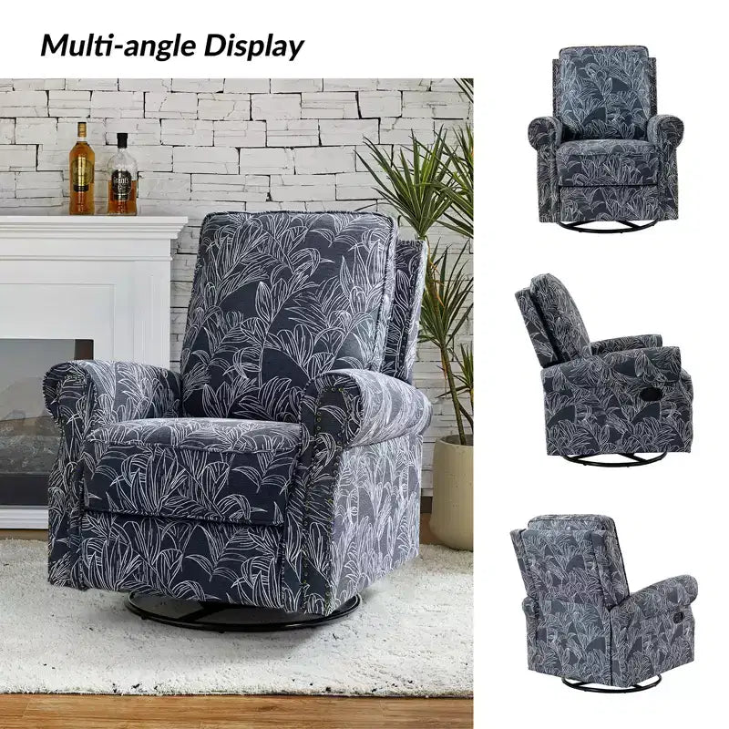 Set of 2 Pablo traditional-normal Manual Swivel Glider Recliner with Nailhead Trims for Living Room | KARAT HOME