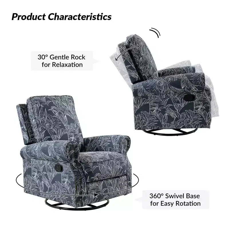 Set of 2 Pablo traditional-normal Manual Swivel Glider Recliner with Nailhead Trims for Living Room | KARAT HOME