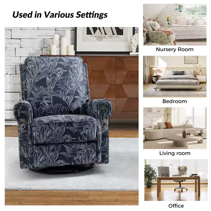 Set of 2 Pablo traditional-normal Manual Swivel Glider Recliner with Nailhead Trims for Living Room | KARAT HOME