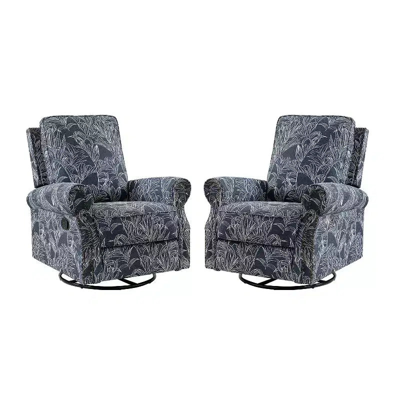 Set of 2 Pablo traditional-normal Manual Swivel Glider Recliner with Nailhead Trims for Living Room | KARAT HOME