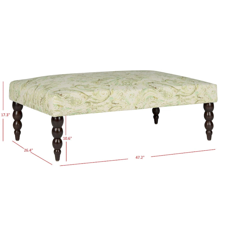 SAFAVIEH Alina Green Paisley Printed Bench - 0 - 47 W x 26 D x 16 H - 47Wx26Dx16H
