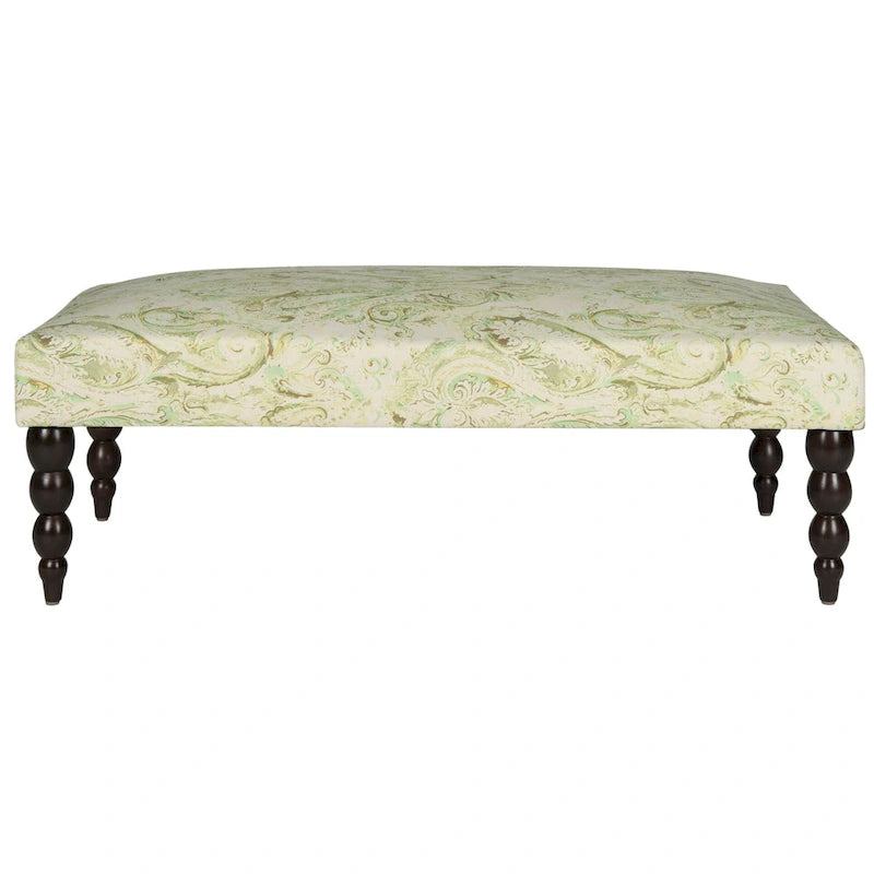SAFAVIEH Alina Green Paisley Printed Bench - 0 - 47 W x 26 D x 16 H - 47Wx26Dx16H