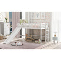 Twin Size Low Loft Bed with Ladder and Slide