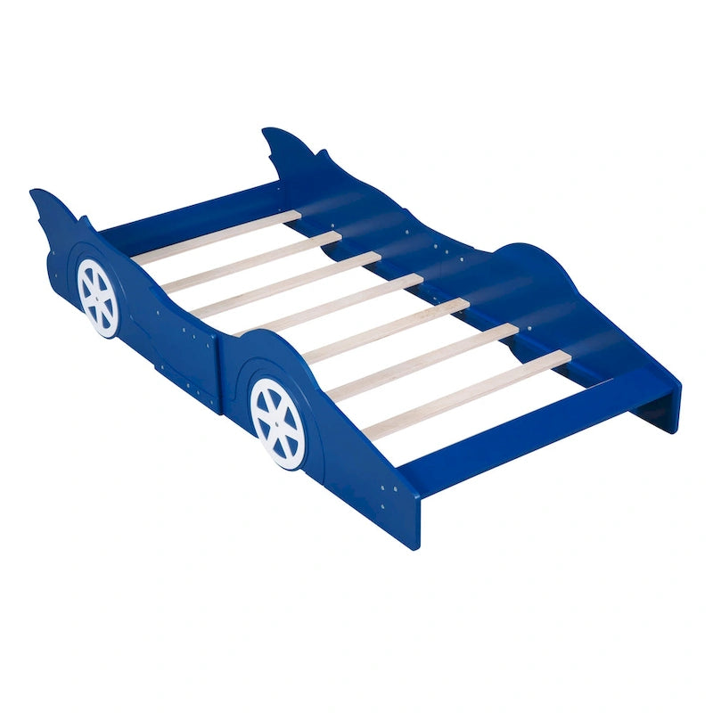 Race Car-shaped Platform Bed with Wheels