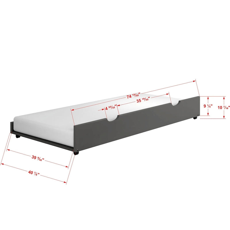Full Contempo Bed in Dark Grey with Twin Trundle
