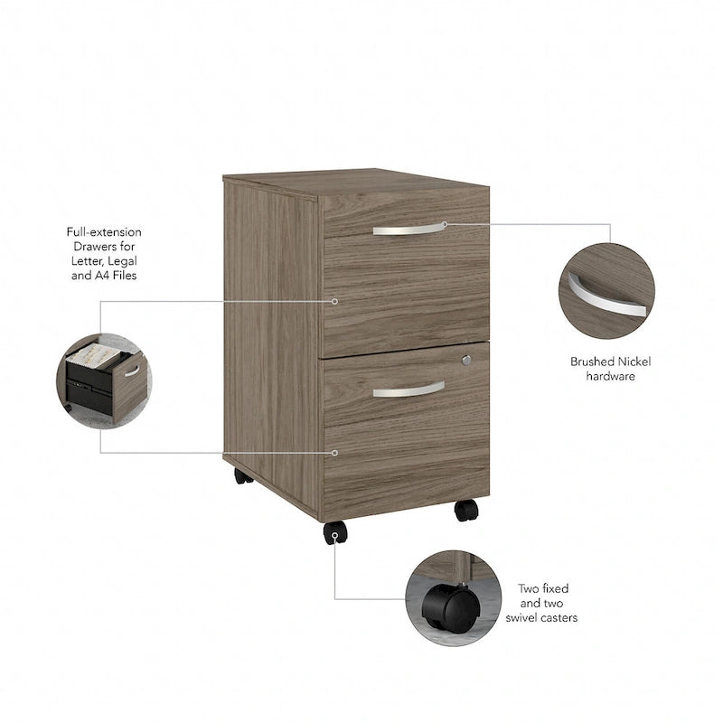Hybrid 2 Drawer Mobile File Cabinet by Bush Business Furniture