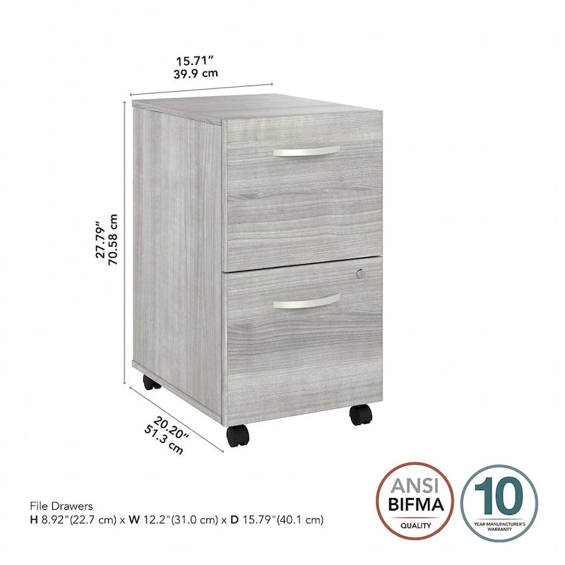 Hybrid 2 Drawer Mobile File Cabinet by Bush Business Furniture