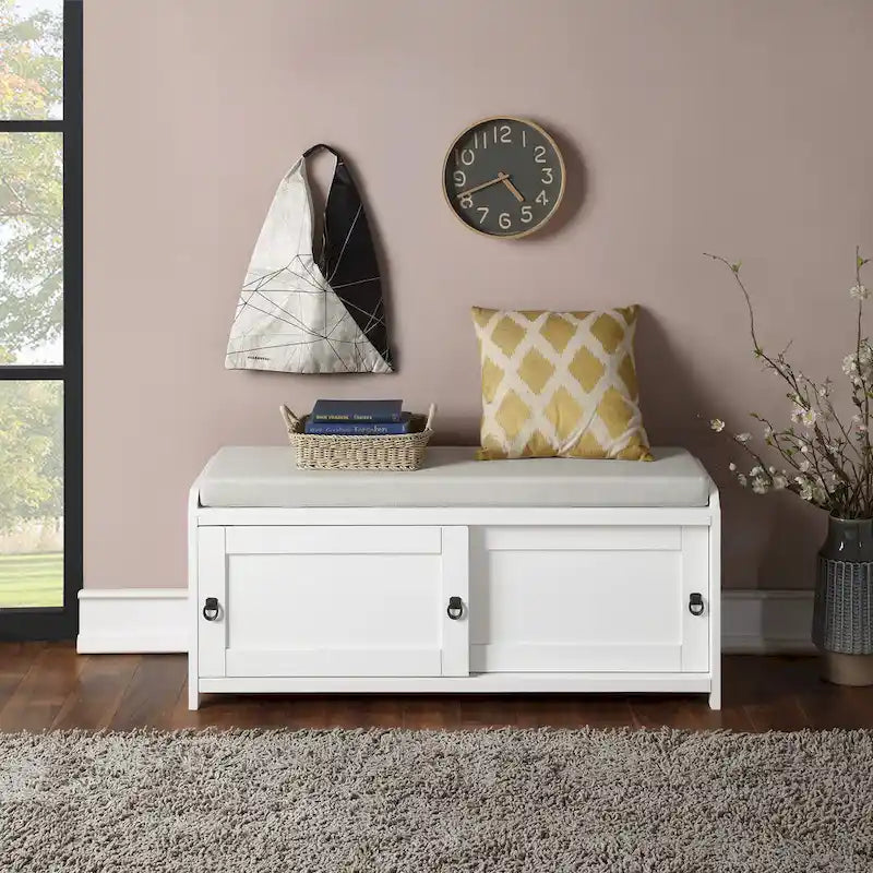 19.3 in.H X 46.85 in.W X 15.35 in.D Wood Storage Bench with Cabinets