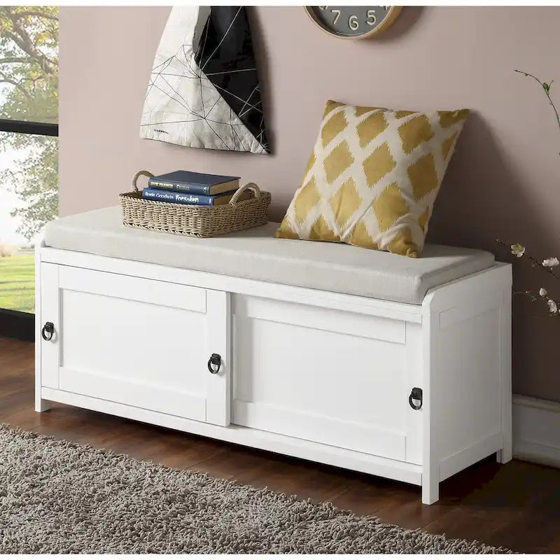 19.3 in.H X 46.85 in.W X 15.35 in.D Wood Storage Bench with Cabinets