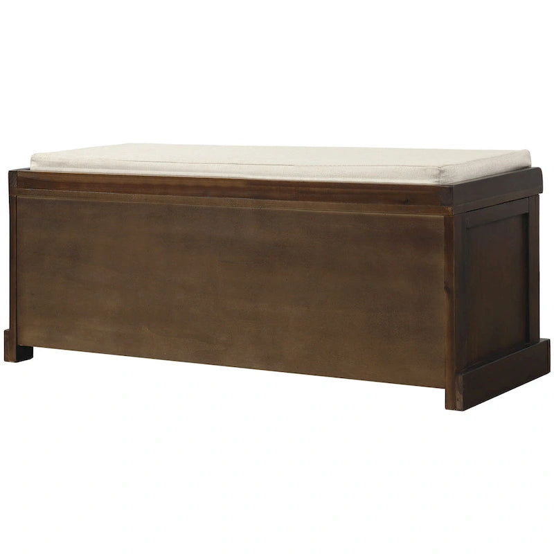 Rustic Storage Bench with 3 Removable Classic Rattan Basket