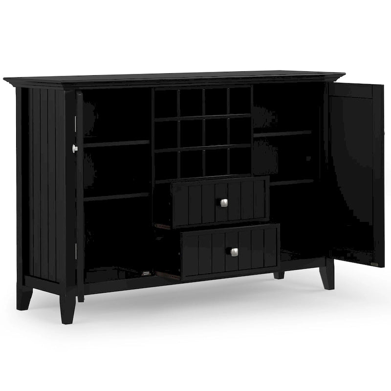 WYNDENHALL Freemont SOLID WOOD 54 Wide Transitional Sideboard Buffet & Wine Rack - 17 D x 54 W x 36 H